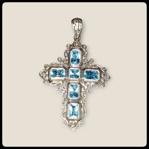 Sterling Silver and Blue Cross Pendant